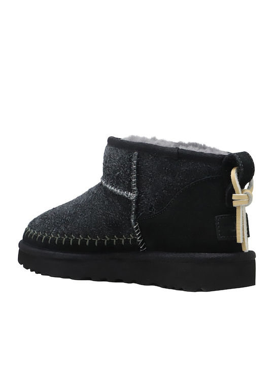 Classic Ultra Mini Leather Women's Ankle Boots Black