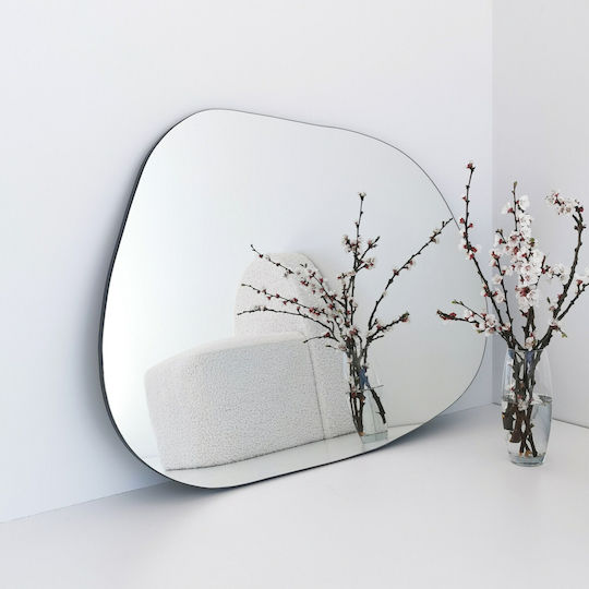 Aberto Design Amorphous Oglindă de Perete cu Alb Ramă din Lemn 90x70cm 1buc