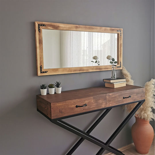 Aberto Design Като Огледало за Стена с Бял Дърво Рамка 110x50см 1бр