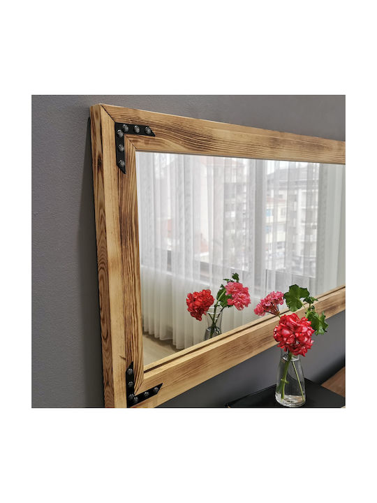 Aberto Design Като Огледало за Стена с Бял Дърво Рамка 110x50см 1бр