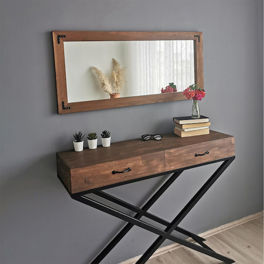 Aberto Design Wandspiegel mit Braun Hölzernes Rahmen 110x50cm 1Stück