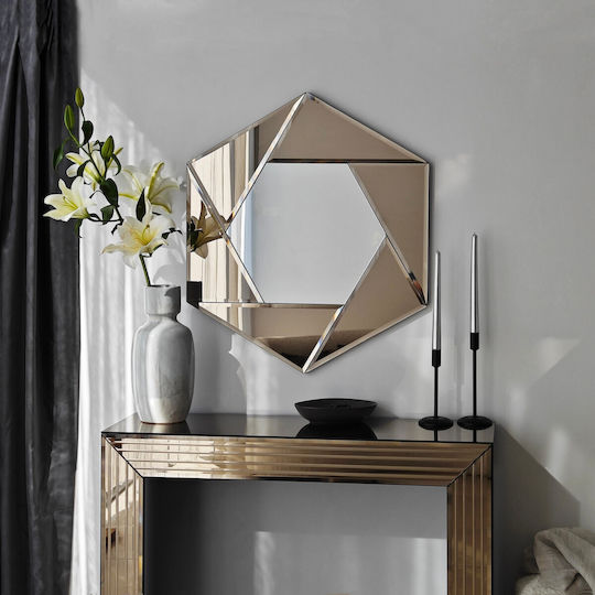 Aberto Design Status Като Огледало за Стена с Кафяв Дърво Рамка 70x60см 1бр