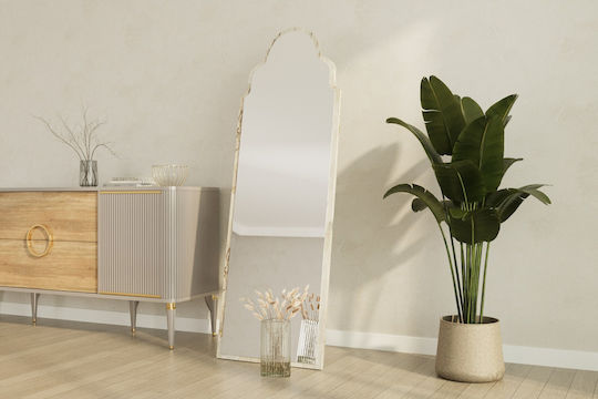 Sahmaran Wall Mirror 116sam1215 50x2.2x160cm Marble Effect Beige Hanah Home MDF