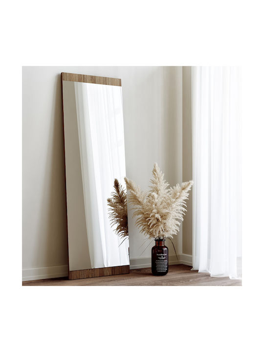 Aberto Design Basic Oglindă de Perete De Corp Întreg cu Maro Ramă din Lemn 120x40cm 1buc