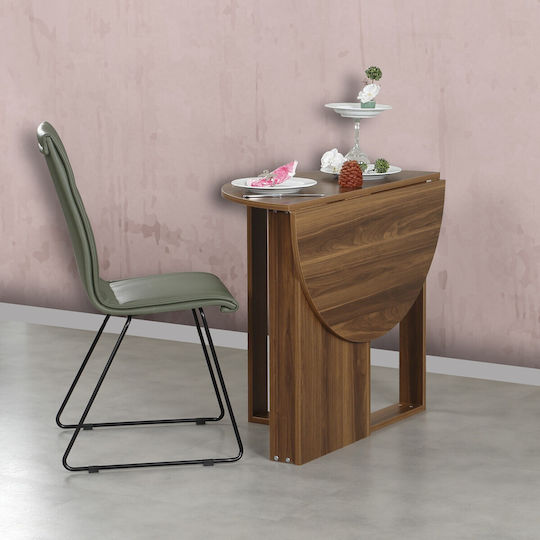 Middle Round Dining Table Wooden Walnut 90x45x77cm