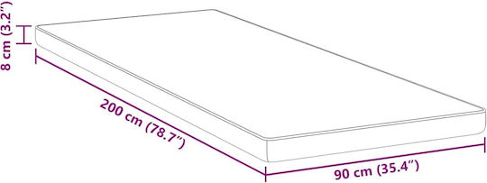 vidaXL Mattress Topper Single Foam 90x200x8cm