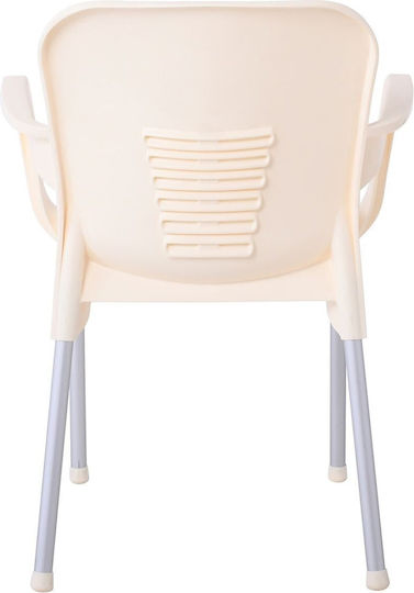Gartenstühle Polypropylen Lara-ii Silber, Creme 60x59x81cm