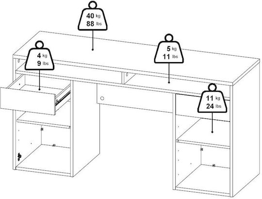 Desk Function Plus Wooden with Bookshelf Jackson Hickory 149x48x156.2cm