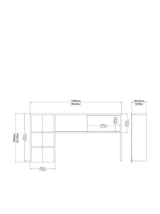Γραφείο Function Plus Ξύλινο με Βιβλιοθήκη Jackson Hickory 149x48x156.2εκ.