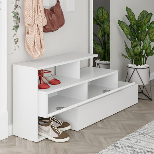 Ramda Mobilier de Intrare cu Dulap pentru Pantofi White 137x35x154cm
