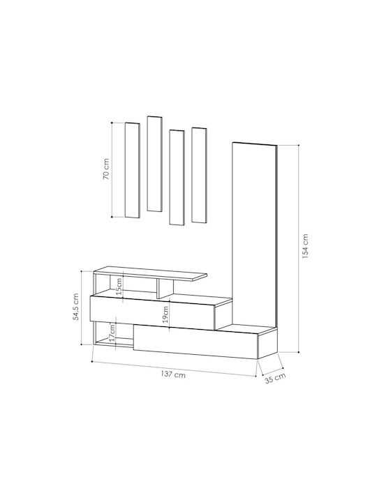 Ramda Έπιπλο Εισόδου με Παπουτσοθήκη White 137x35x154εκ.