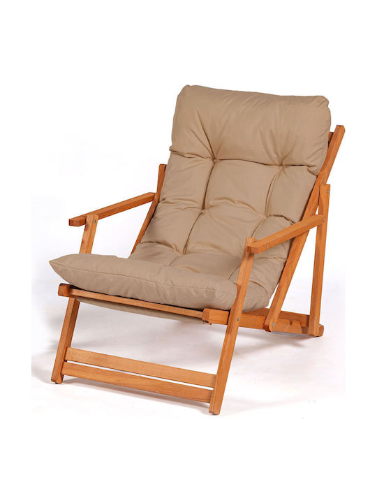 Deckchairs Wooden with Brown Fabric 66x48x110cm