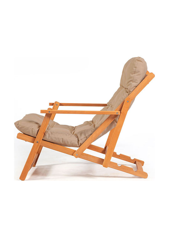 Σεζλόνγκ Ξύλινη με Καφέ Ύφασμα 66x48x110cm