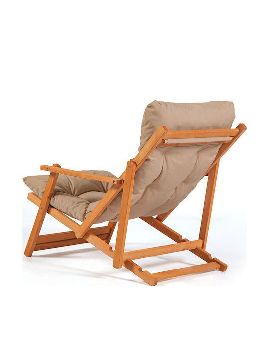 Deckchairs Wooden with Brown Fabric 66x48x110cm