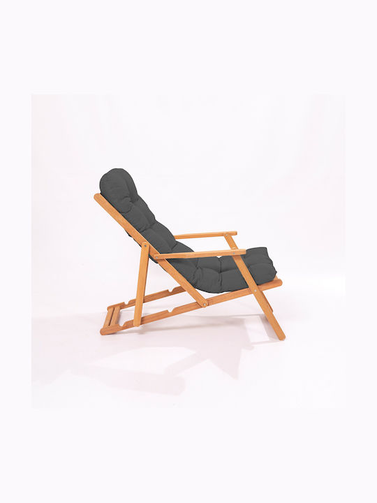 Deckchairs Wooden with Gray Fabric 66x48x110cm