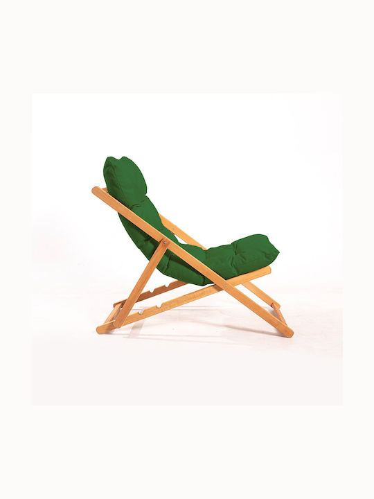 Deckchairs Wooden with Green Fabric 59x44x90cm