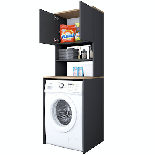 Hanah Home Ντουλάπι Μπάνιου Πλυντηρίου 65x60x183.6cm Γκρι