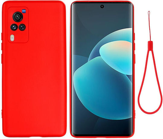 Solid Color Umschlag Rückseite Silikon Rot (Vivo X60 Pro 5G)