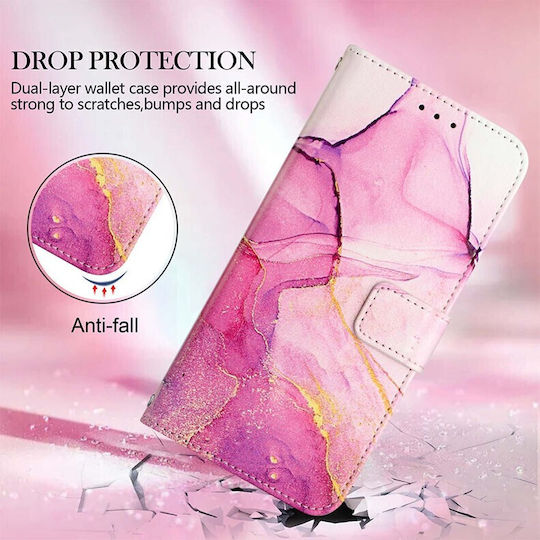 Marble Pattern Wallet Δερματίνης Ροζ (Vivo V21 5G)
