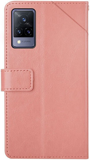 Stitching Horizontal Wallet Synthetic Leather Rose Gold (Vivo V21 5G)