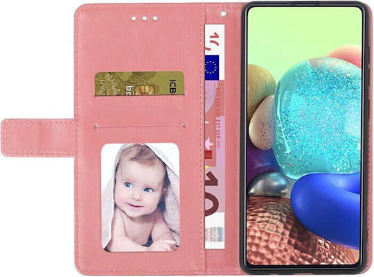 Stitching Horizontal Wallet Synthetic Leather Rose Gold (Vivo V21 5G)
