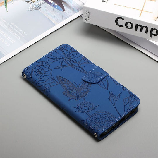 Skin Feel Butterfly Peony Wallet Δερματίνης Μπλε (Vivo V21 5G)