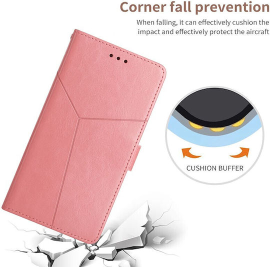 Stitching Horizontal Wallet Synthetic Leather Rose Gold (Vivo V21 5G)