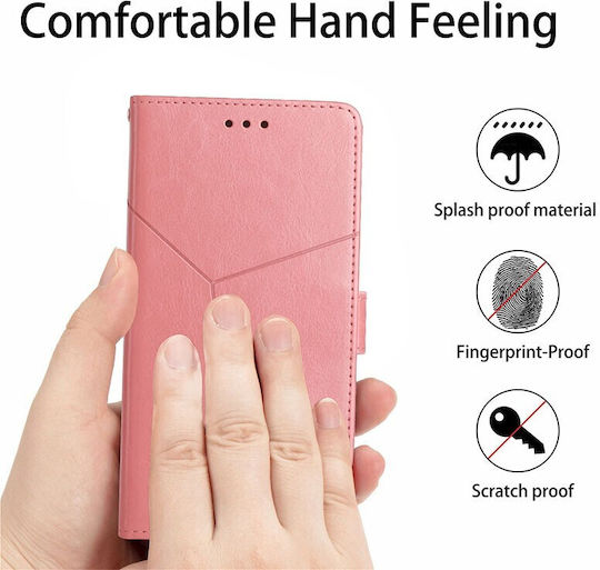 Stitching Horizontal Wallet Synthetic Leather Rose Gold (Vivo V21 5G)