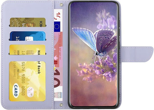 Skin Feel Butterfly Peony Brieftasche Synthetisches Leder Lila (Vivo V21 5G)