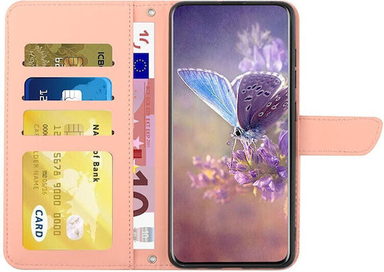 Skin Feel Butterfly Peony Wallet Δερματίνης Ροζ (Vivo V21 5G)
