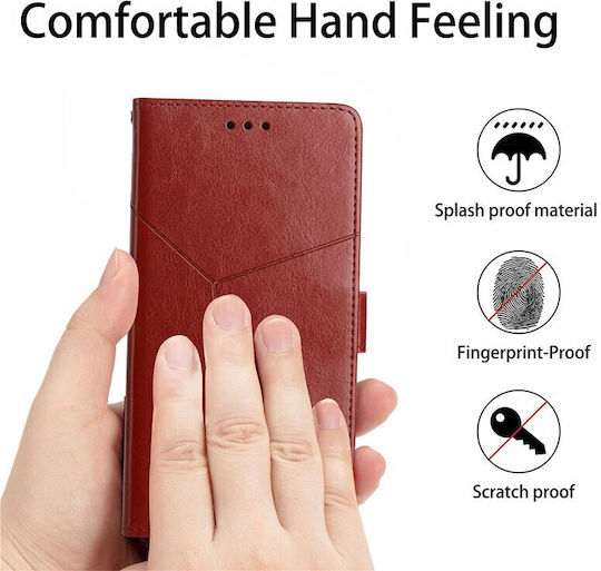 Stitching Horizontal Wallet Piele artificială Maro (Vivo V21 5G)