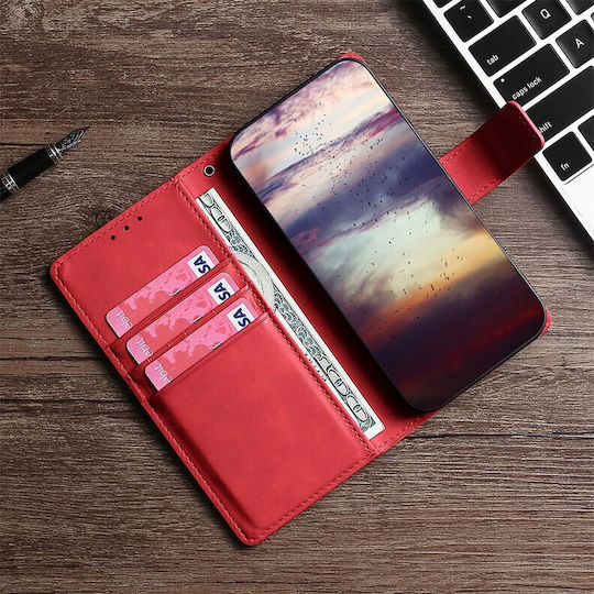 Skin Feel Crocodile Texture Magnetic Book Synthetic Leather Red (Vivo X60 Pro 5G)