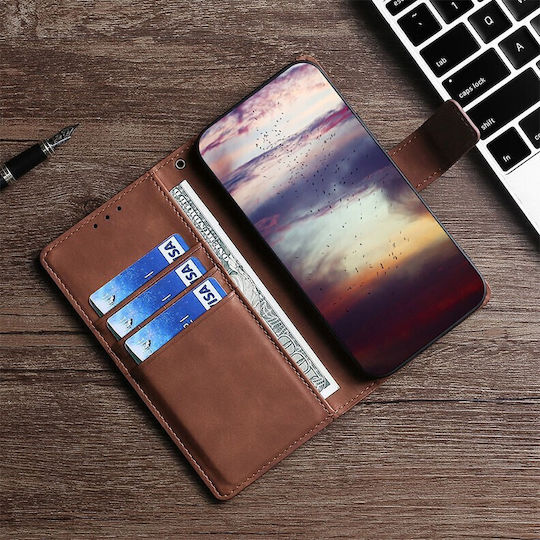 Skin Feel Crocodile Texture Magnetic Book Synthetic Leather Brown (Vivo X60 Pro 5G)