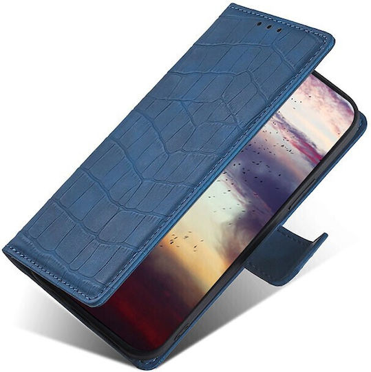 Skin Feel Crocodile Brieftasche Synthetisches Leder Blau (Vivo V21 5G)