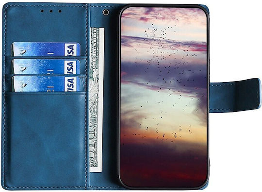 Skin Feel Crocodile Brieftasche Synthetisches Leder Blau (Vivo V21 5G)