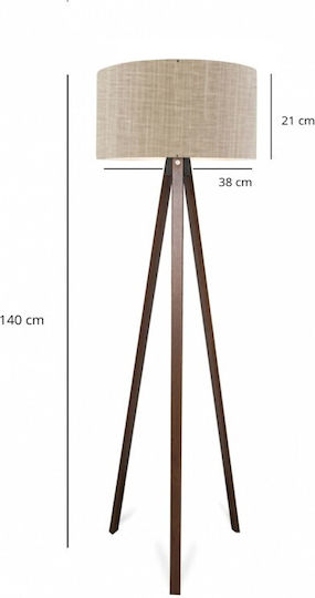 GloboStar Saga Stehleuchte H140xB38cm. mit Fassung für Lampe E27 Beige