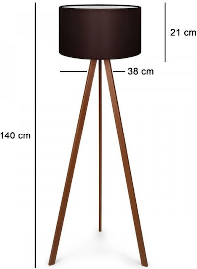GloboStar Saga Stehleuchte H140xB38cm. mit Fassung für Lampe E27 Braun