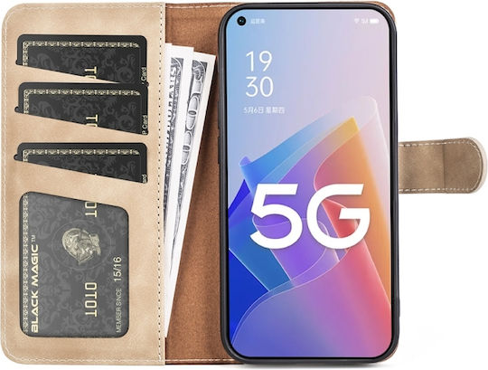 Портмоне Кожа / Силикон Жълт (Oppo A96 5G)