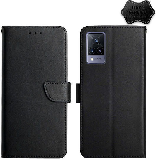 Genuine Brieftasche Leder Schwarz (Vivo V21 5G)