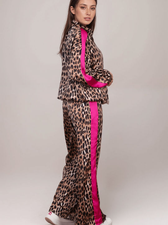 Damen Blau Set mit Hose Leopard