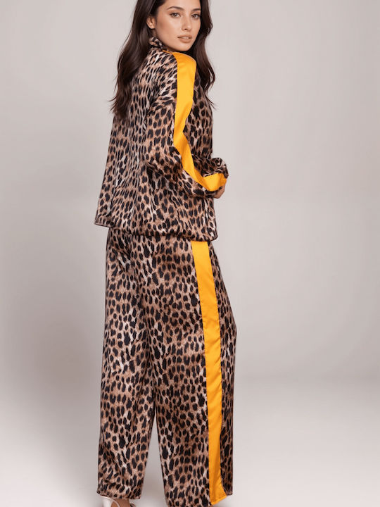 Damen Blau Set mit Hose Leopard