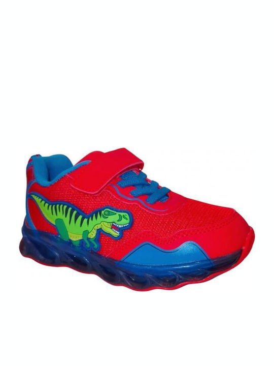 Παιδικά Sneakers με Σκρατς & Φωτάκια Κόκκινα