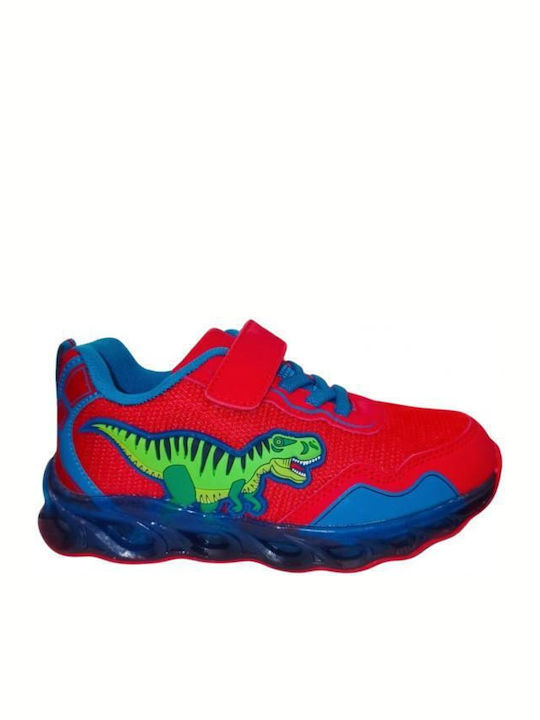 Παιδικά Sneakers με Σκρατς & Φωτάκια Κόκκινα