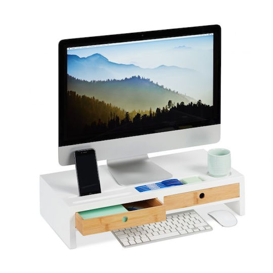 Relaxdays Schreibtisch Halterung Monitor Weiß