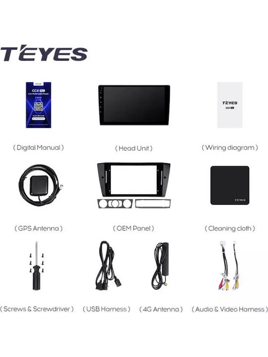 Teyes Ηχοσύστημα Αυτοκινήτου για BMW Σειρά 3 (E92) 2005-2013 (Bluetooth/USB/WiFi/GPS/Apple-Carplay/Android-Auto) με Οθόνη Αφής 9"