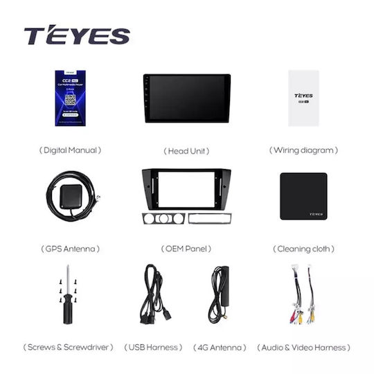 Teyes Car Audio System for BMW Series 3 (E91) 2005-2013 (Bluetooth/USB/WiFi/GPS/Apple-Carplay/Android-Auto) with Touch Screen 9"