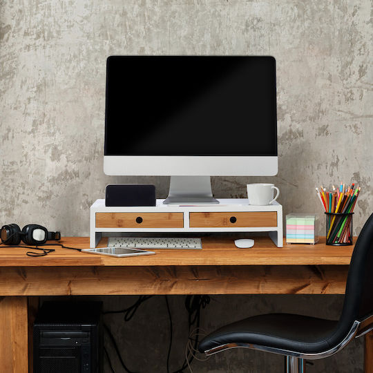 Relaxdays Desktop Stand Monitor White (10039326)