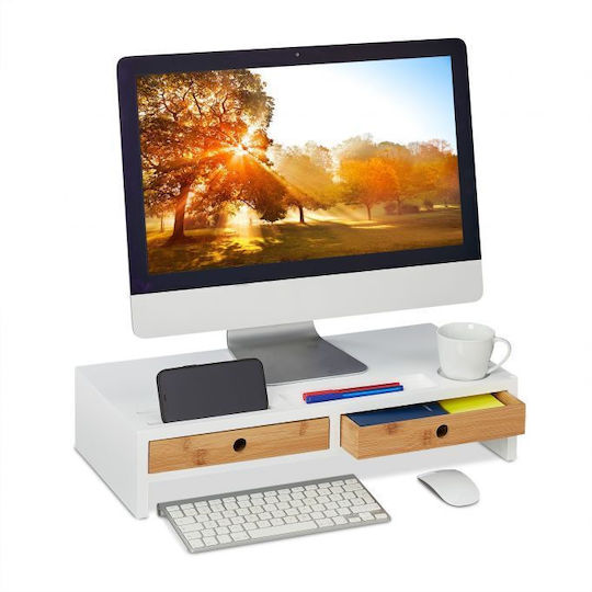 Relaxdays Desktop Stand Monitor White (10039326)