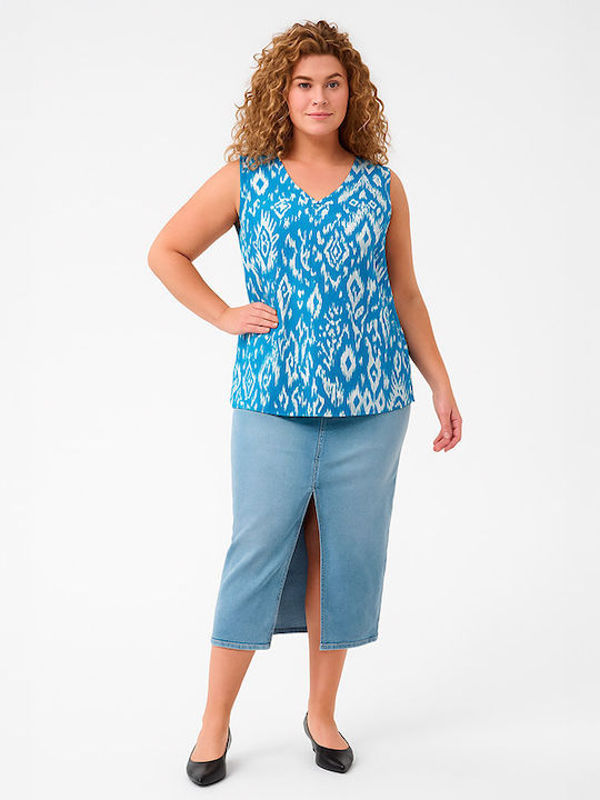 Women's Blouse Cotton Sleeveless Sky Blue