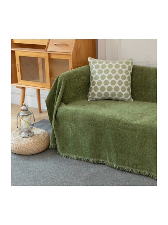 My Home Luxury Pommard Sofa Throw 2 Seater Jacquard 180x240cm Green C1